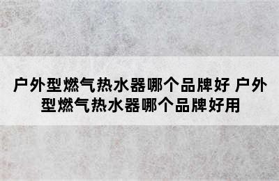 户外型燃气热水器哪个品牌好 户外型燃气热水器哪个品牌好用